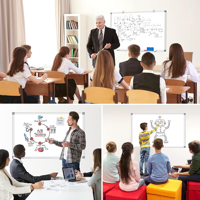 Magnetic Dry Erase White Board, Dry Erase Board for Wall 48" X 36" Aluminum Frame, Hanging Whiteboard for Home, School, Office, Kitchen