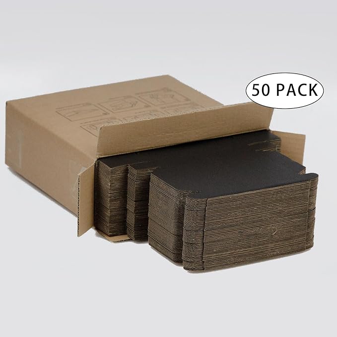 SUNLPH 50 Pack 6x4x1 Inches Small Shipping Boxes, Black Corrugated Cardboard Boxes, Moving Mailing Packing Box