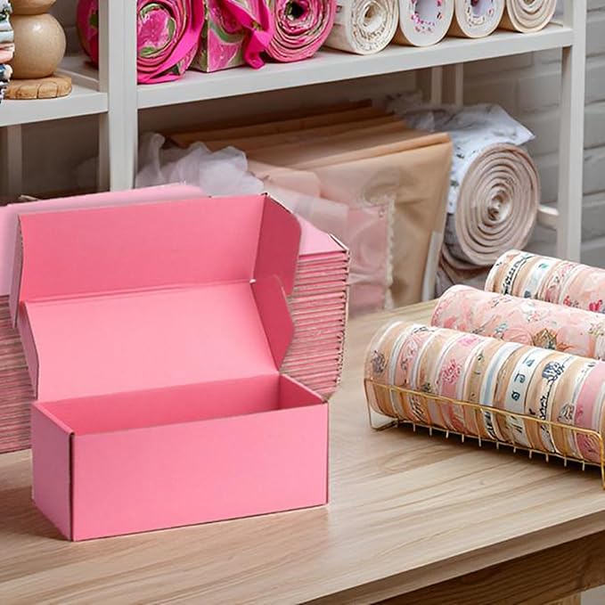 Small Shipping Boxes 10x4x4 Inches – Pink Corrugated Cardboard Boxes (20-Pack) for Mailing, Packing, Small Business & Gift Packaging - Recyclable & Sturdy