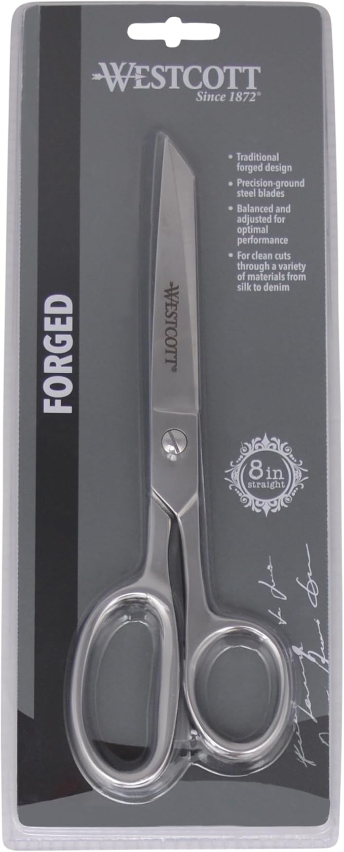 Westcott 8in Forged Classic Fabric and Paper Scissors, Heavy Duty, Knife-Edge for Sewing, Tailoring, General Arts and Crafts, Office