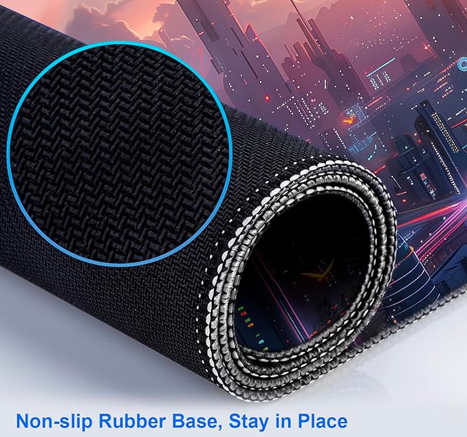 Digital Night Scene Office Art Desk Mat, Female Learning Computer Mouse Mat | Large Extended Mouse Pad; Full Desk Coverage; Waterproof Coating; Stable Anti-Slide Base For Gaming, Office, Study Daily Use