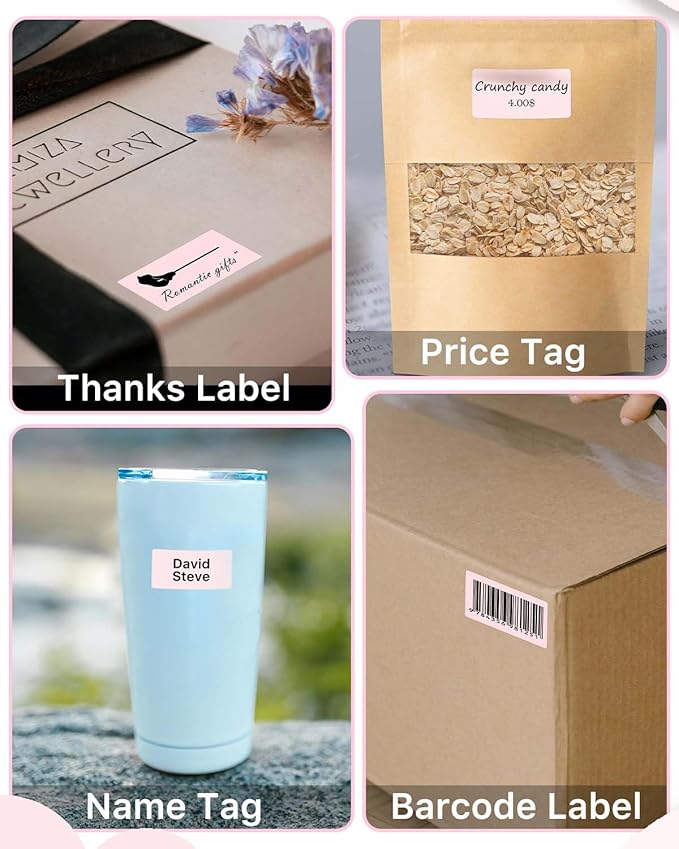 iEager 2x1 Inch Thermal Labels, Pink Rectangle Thermal Printer Stickers, Durable Shipping Label Printer Sticker for Barcode, Name, Address, 1000 Labels/Roll