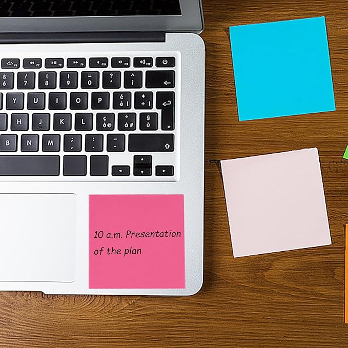 16 Pads Sticky Notes 3x3 Inches, Bright Colors Self-Stick Pads, Sticky Note Pads, Easy to Stick for Home, Office, Notebook