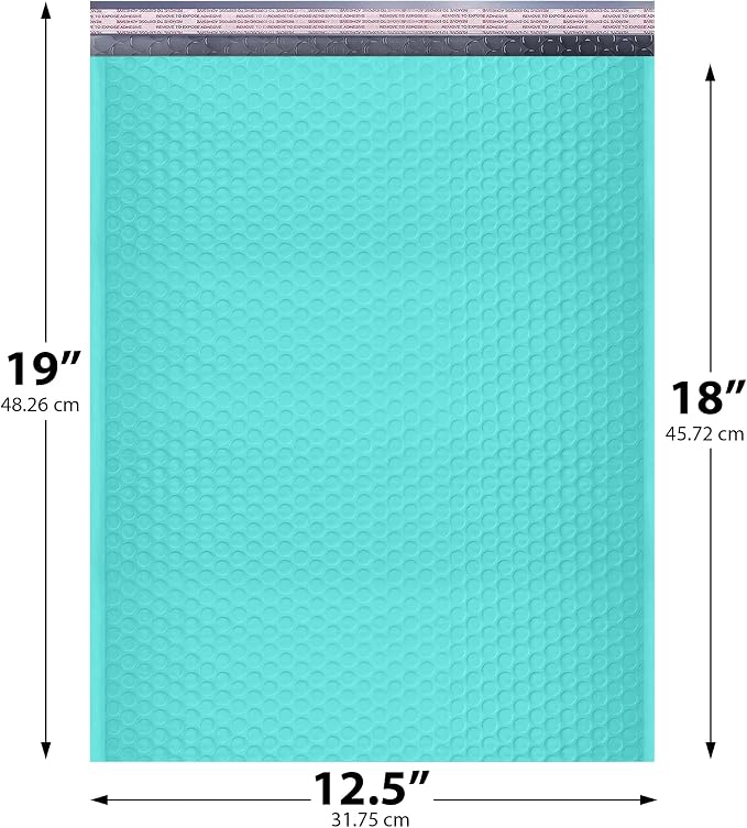 Aqua Teal Bubble Mailers 12.5x19, Poly Padded Envelopes #6, 50 Pack | Holds Clothing & Bulk Items, Self-Seal Closure, Cushioned Protection, Water-Resistant Poly, Bulk Pack for Small Business