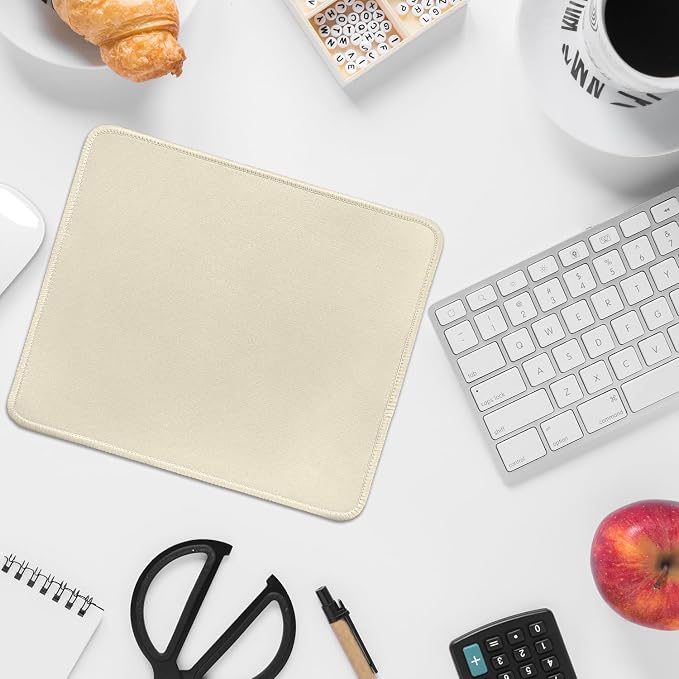 FROGIGO Mouse Pad with Stitched Edges - Solid Color Mousepad for Women, 9.25 x 7.75 inch Washable Square Desk Pad, Non-Slip Rubber Base, Office Home Laptop Accessories - Warm Sand