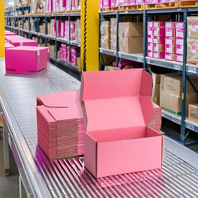 Small Shipping Boxes 8x4x4 Inches – Pink Corrugated Cardboard Boxes (20-Pack) for Mailing, Packing, Small Business & Gift Packaging - Recyclable & Sturdy