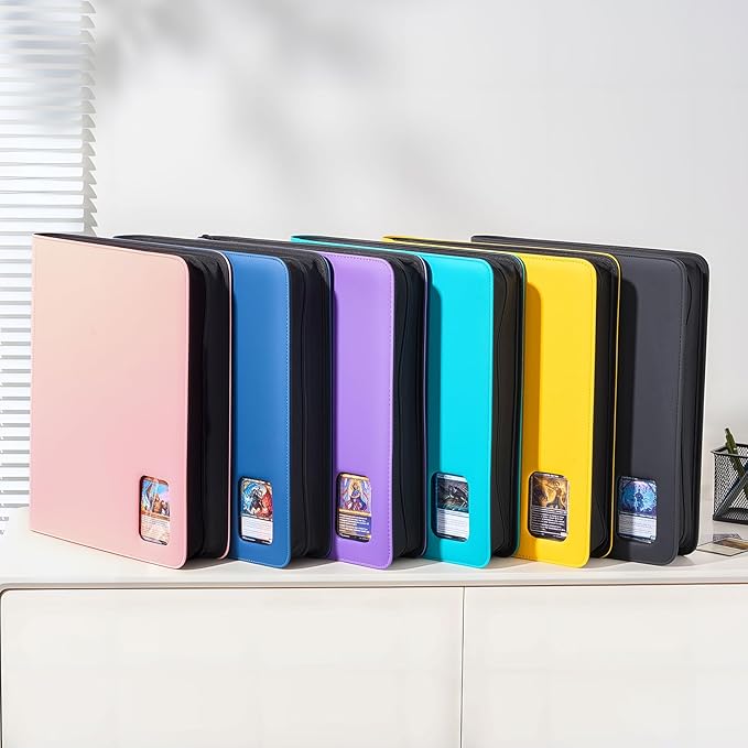 ProCase Top Loader Binder, 9 Pocket Holds 324 Toploaders, Waterproof PU Leather with Non-PVC Pockets for Trading Cards or Sports Cards, Compatible with TCG, MTG in 3"x4" Toploader -Black