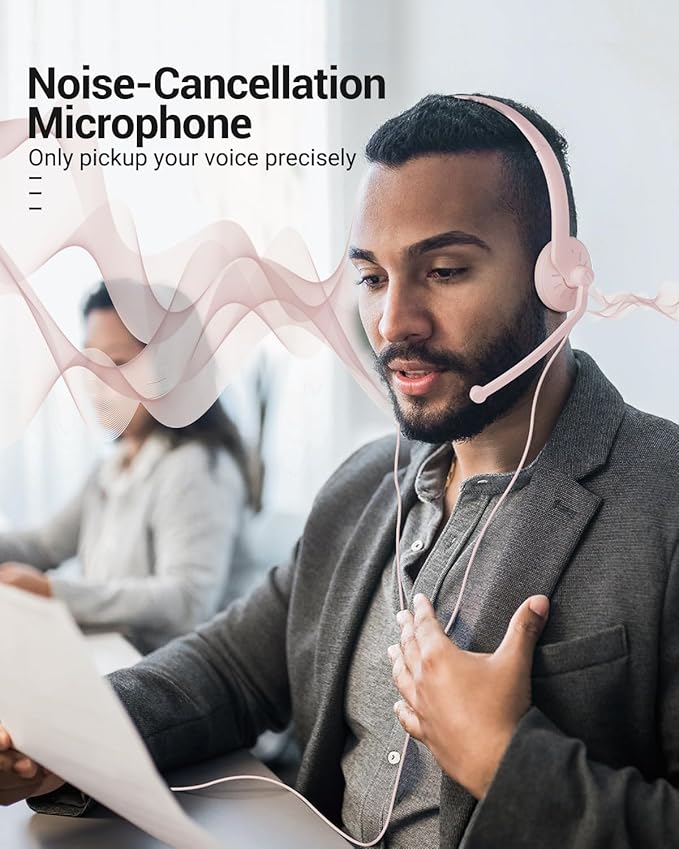 Headset with Microphone for PC - Wired USB Headset Computer Headphones with Microphones