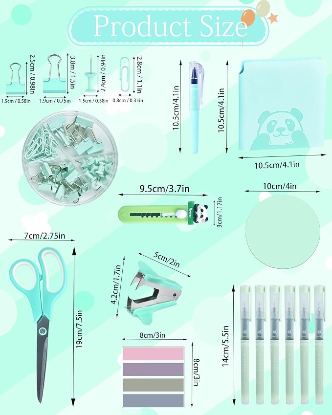 23pc Green Desk Accessories and Organizers with Mesh Organizer Stapler Tape Dispenser Calculator and a Lot of Office Purple Office Supplies Beautifully Presented in a Gift Box