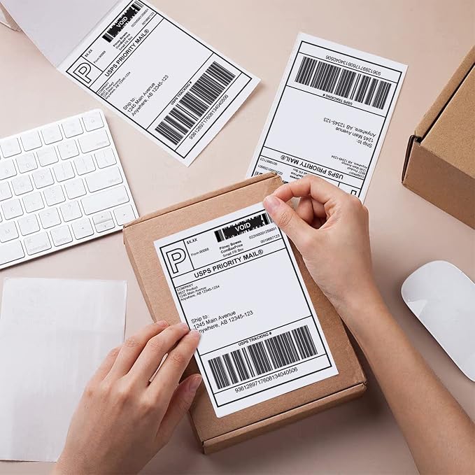 9527 Product Fanfold 4 x 6 Direct Thermal Labels White Perforated Shipping Labels,2 Stack,Total 2000 Labels