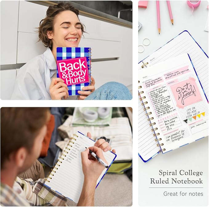 Lined Spiral Journal Notebook for Work A5, 160 Pages, Back & Body Hurts | College Ruled Spiral Journal for Women, Hardcover with Elegant Design for Note-Taking, 5.5 * 8.25 inch