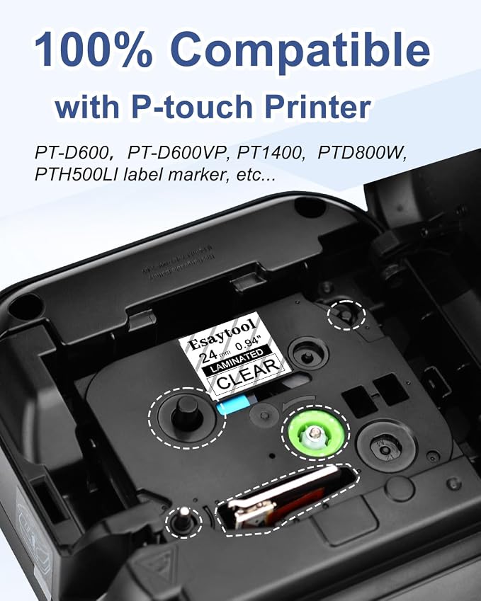 2 X Compatible with P-Touch TZe-151 AZE-151 TZ-151 Black on Clear 24mm 0.94'' Laminated Label Tape Replacement for Ptouch PT-D600 PT-E500 PT-H500 PT-P710BT PT-1400 PT-9200DX Label Maker