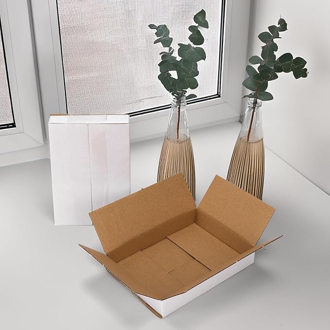 Hoikwo 6x4x1 Shipping Boxes Set of 30, White Corrugated Cardboard Box for Small Business for Packaging Mailing