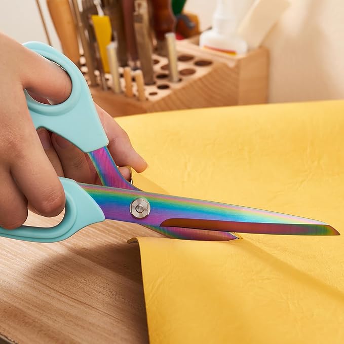 10" Scissors All Purpose, Heavy Duty Professional Tailor Scissors for Fabric Cutting, Leather Craft & Sewing Projects, Light Blue
