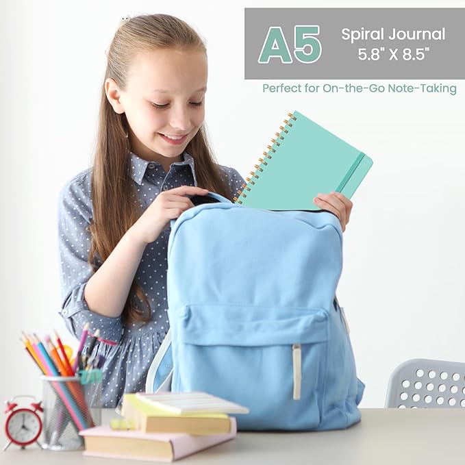 Lined Spiral Journal Notebook, A5 College Ruled Notebook for Note-Taking | 100 GSM No-Bleed Paper, Perfect for Writing, Journaling & Staying Organized at Work, School, or Home