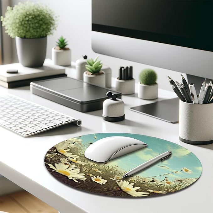 Serenity in Spring Daisies Mouse Pad - A Breath of Fresh Air for Your Desk, Stitched Edges Non-Slip Rubber Base Mouse Pads for Computers Laptop