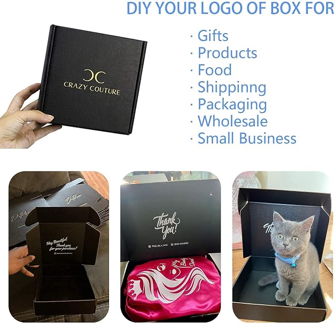 6x6x2 Shipping Boxes Set of 25, Black Mailer Corrugated Cardboard Box | for Packaging, Literature, Packing, Mailing, Storage, Small Business, Moving, Gift, Supplies, Quick Fold, Tab Locking