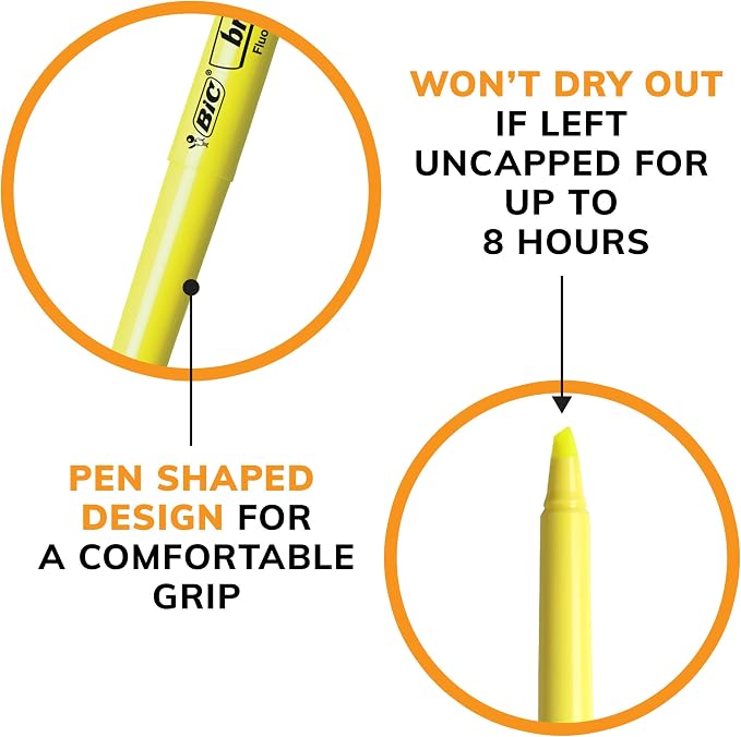 BIC Brite Liner Highlighters, Chisel Tip, 24-Count Pack of Yellow