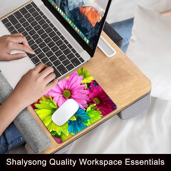 Watercolor Flower Mouse Pad, 9.5"x7.9" Non-Slip Laptop Mousepad | Personalized printed square mousepad with flowers. Clean-cut flush edges & premium smooth cloth for gaming or office.