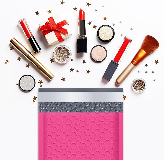 UCGOU Bubble Mailers 5x8.6" Usable Size 5x7" Padded Mailer Hot Pink 50 Pack | Waterproof Lightweight Mailing Packages,Opaque Self Seal Adhesive Boutique Padded Shipping Bags for Jewelry Makeup Supplier