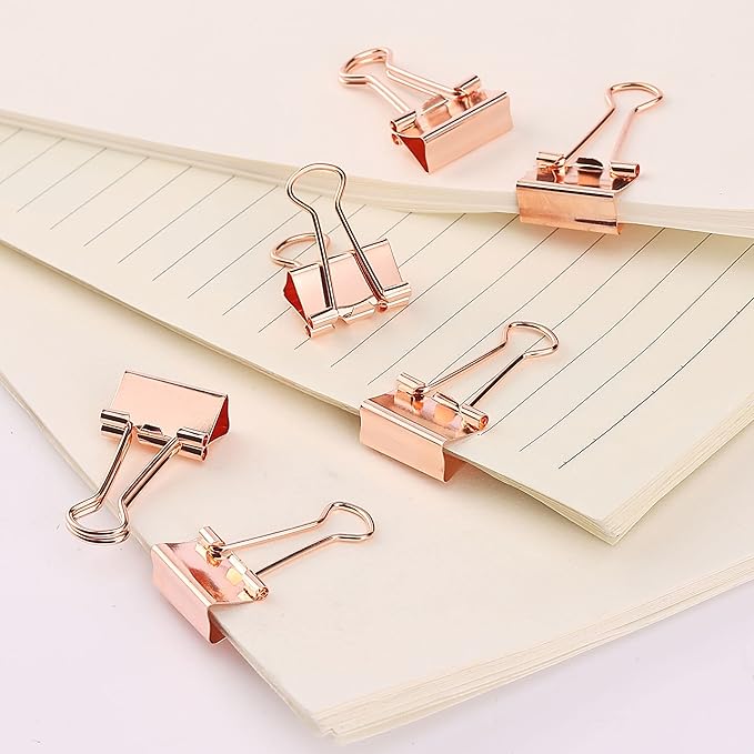 Mr. Pen- Small Binder Clips, 50 pcs, 0.75", Small Size | Rose Gold Metal Binder Paper Clips, Paper Clamps for Office Supplies, Home, School, Business, Document Organizing