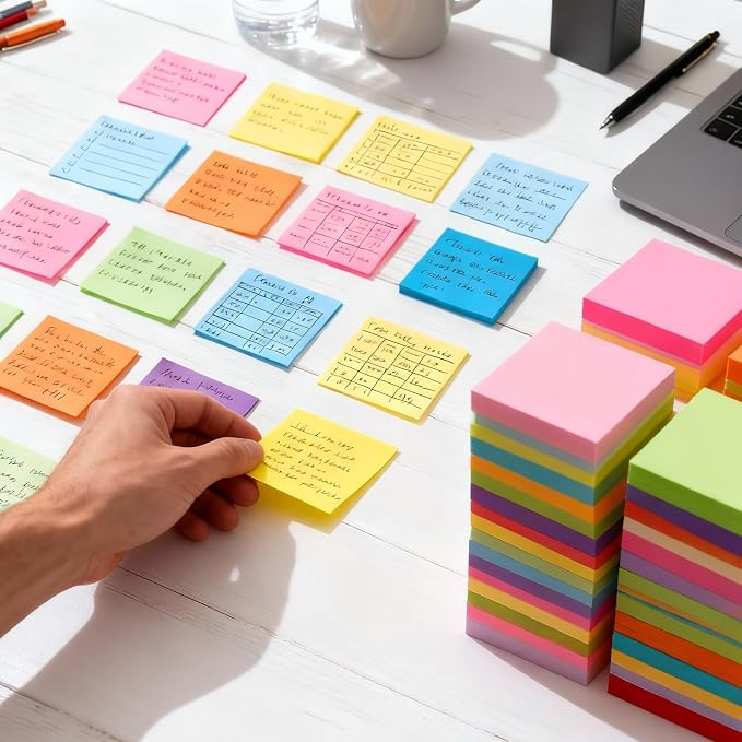 120 Pads Sticky Notes 3x3, Self-Stick Pads Bulk Bright Colors, School Supplies, Office Products, 50 Sheet/Pad