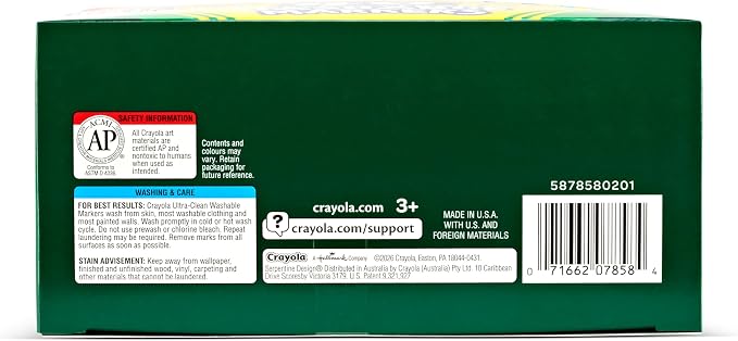 Crayola Ultra Clean Washable Markers (40ct), Teacher School Supplies for Kids, Broad Line Colored Markers, Art Marker Set, Ages 3+