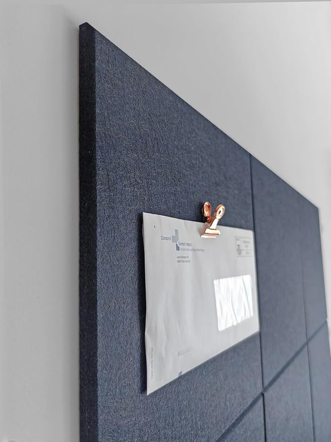 Cork Board 24 x36 Alternative - 6 Pack Felt Wall Tiles with Safe Removable Adhesive Tabs, Cork Boards for Walls Cork Board for Home Office Pin Board Tack Board - Dark Blue