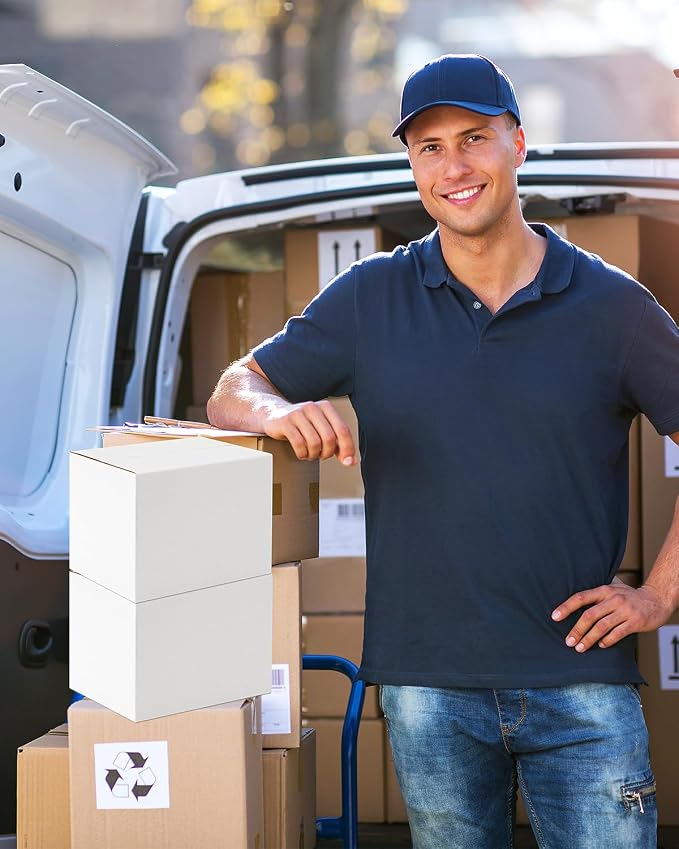 40-Pack-Small-Shipping-Boxes-8x6x6, Corrugated-Cardboard-Boxes-for-Packaging-Small-Business, White-Boxes-Mailers