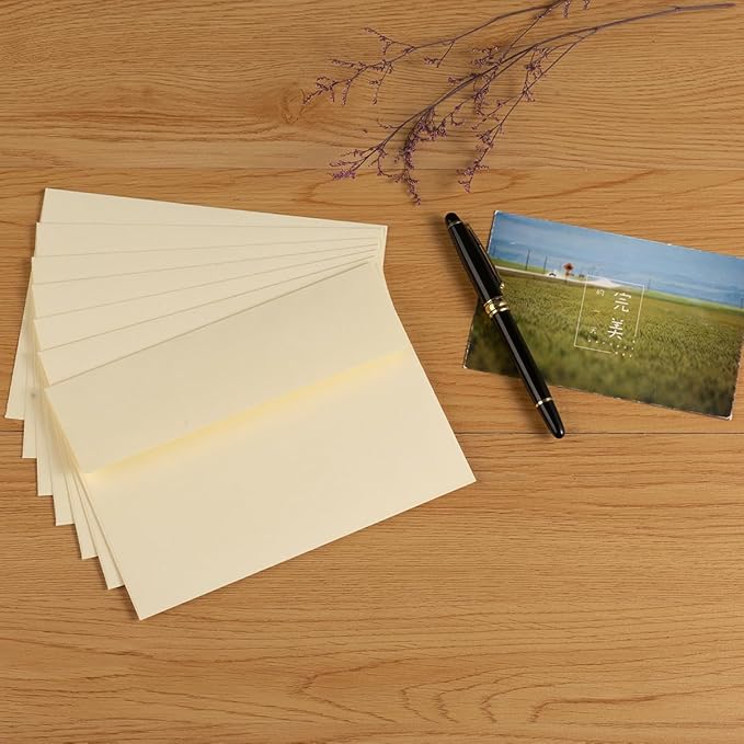 100 Pack A7 Envelopes Self-Adhesive, 5.24 x 7.21 Inches, Cream | 5x7 Envelopes, For Invitations, 5x7 Greeting Cards