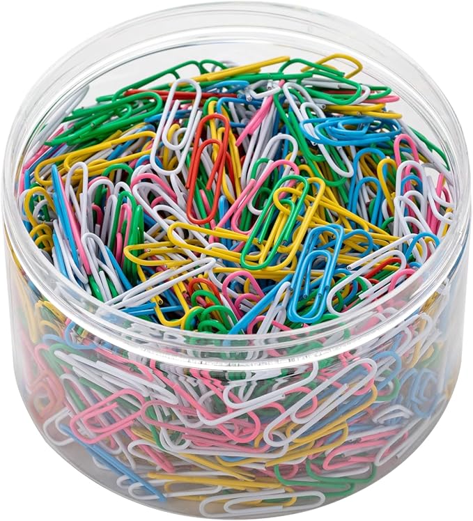 800 PCS Paper Clips and Binder Clips Medium Size, Colored Paper Clips for Office Supplies, Colorful and Durable, Use for School Home (Multicolored, 1.3 inch)