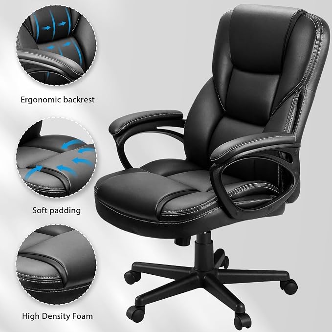 Furmax Managerial Executive Office Chair,High Back PU Leather Ergonomic Desk Chair with Lumbar Support,Reclining Computer Chair for Home Office