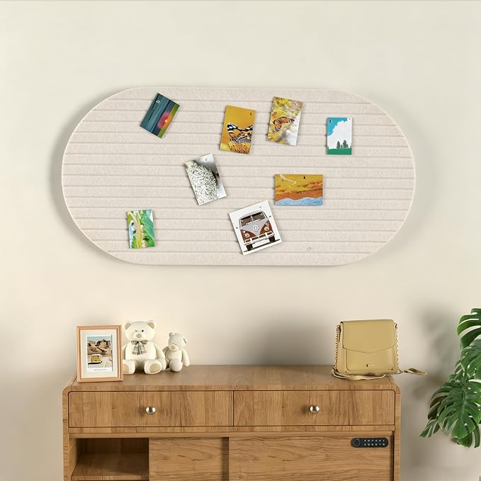 Felt Bulletin Board 47" x 24", Cork Board Alternative with 30 Push Pins | 4 Customizable Modular Decorative Felt Pin Board, Vision Board for Office Home Bedroom Wall Decor, Photo Picture Display