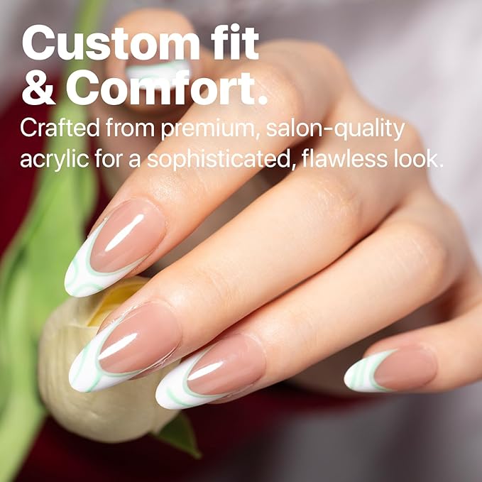 SXC Cosmetics French Tip Press On Nails Brown Medium Almond 150 Pieces in 15 Sizes Ultra Fit with Pre-applied Tip Primer and Base Coat, No Need to File Fake Nails for Nail Art DIY X-Pro Tips