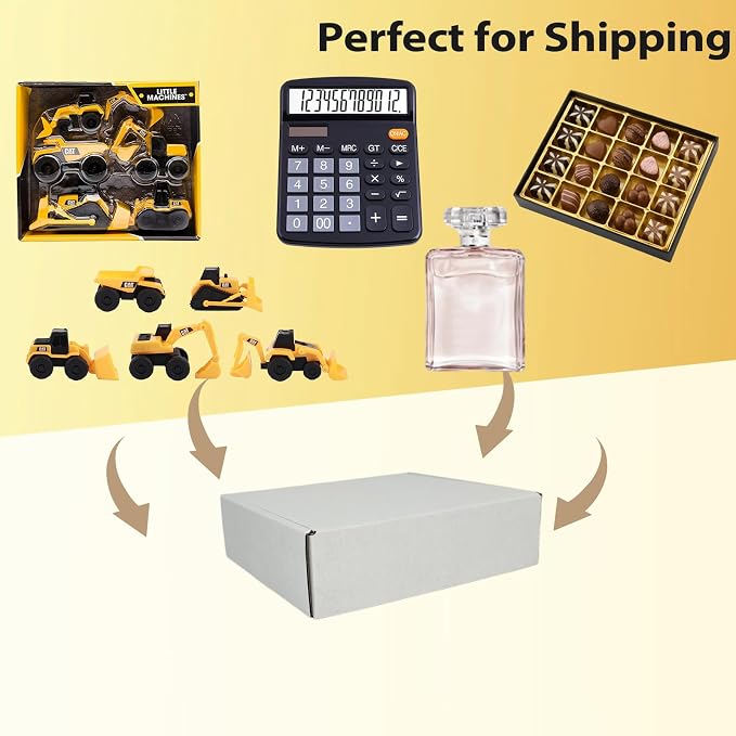 Small Shipping Boxes 7x6x2, Set of 50, White Corrugated Cardboard Box Mailer (YD762-50W)