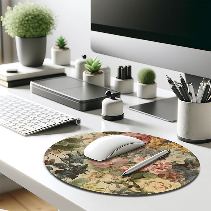 Elegant Watercolor Floral Mouse Pad - Blossom Your Desk with Nature's Art, Stitched Edges Non-Slip Rubber Base Mouse Pads for Computers Laptop
