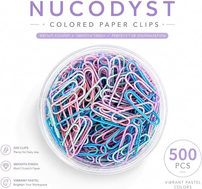 Colored Paper Clips, 500 Count, Strong Hold, 28mm, Assorted Colors | Smooth Coated Metal, Color-Coded Organization, Boxed for Easy Organization, Office, School & Home Use