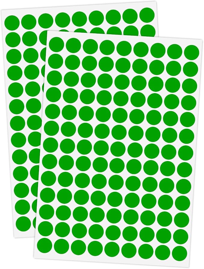 2340 PCS Green Dot Stickers 1/2" Round Circle Coding Labels | Used as calendar markers, kindergarten activities, craftst, recommended for writing with oil-based markers,strong adhesion.