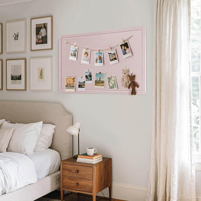 Felt Bulletin Board 24x18 inches, Decorative Pin Board for Home & Office | Cork Board Alternative for Wall with Push Pins, Display Mood Board for Photos, Notes & Reminders
