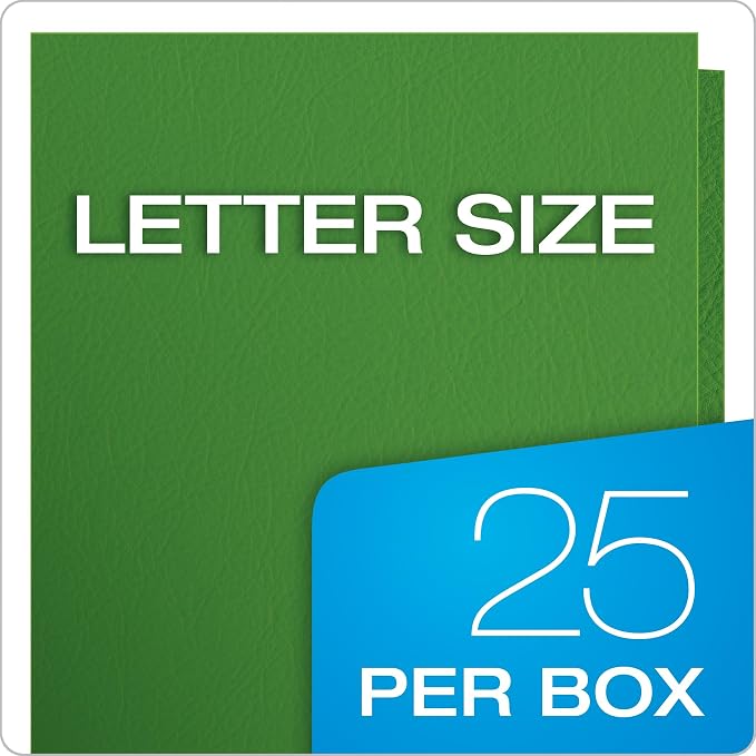 Oxford Two Pocket Folders, Textured Paper, Green, for School, Home, and Office, Letter Size, 25 Per Box (57503EE) (Pack of 5)