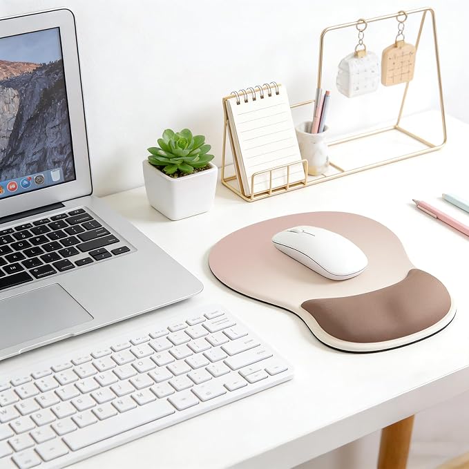 Ergonomic Mouse Pad with Wrist Rest - Gel Wrist Support Mousepad with Non-Slip PU Base for Computer, Laptop, Office & Home
