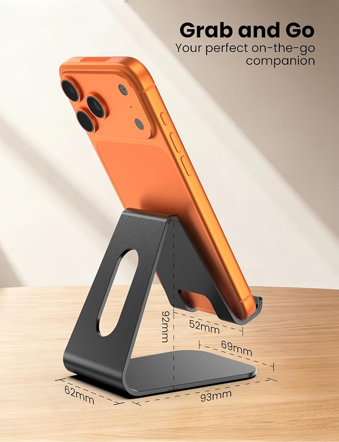 2Pack Phone Stand, Simple Cellphone Holder for Desk, Desk Phone Stand,Black | Mini, Cute, Under 8" Devices, All Mobile Phones, iPhone 17, Switch OLED, Office Accessories
