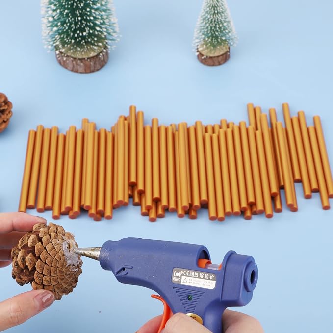 Metallic Gold Hot Glue Sticks, 72pcs 3.93 x 0.27 in Waxing Glue Sticks Colored, Mini Adhesive EVA Sticks for Stamp Home Repair DIY Art Projects Bonding Woods Glass Paper Plastic Decoration