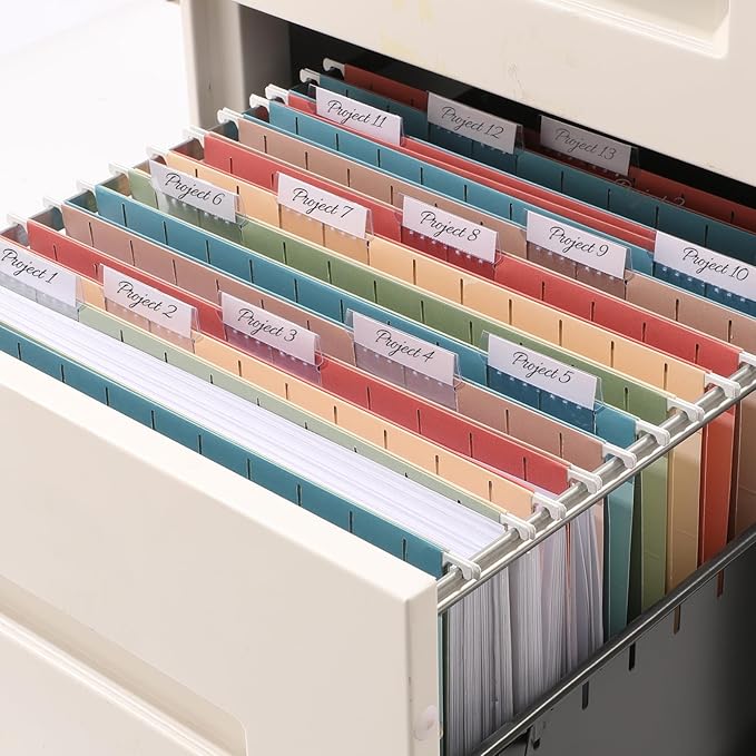 SUNEE Hanging File Folders Retro Colors, 25 Pack Letter Size File Folders with 1/5-cut Tabs, Stay Organized for Your Home and Office Bulk File and Documents