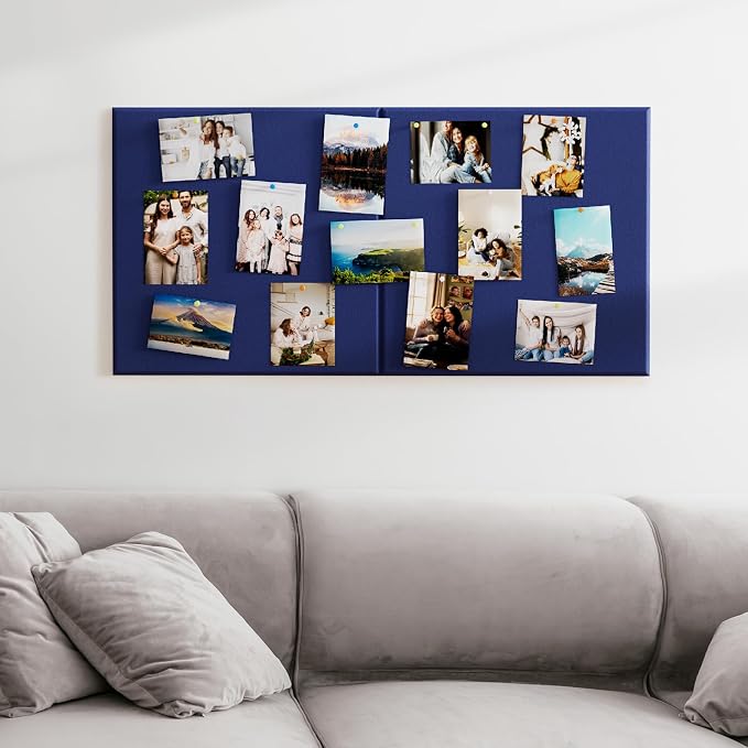 MaxGear Extra Large Bulletin Board 72" x 48", Dark Blue Felt Wall Tiles | 6 Pack 23.7" x 23.7" Wall Panels, Pin Vision Board DIY Office & Home Decor, Modern Cork Board For Walls Alternative