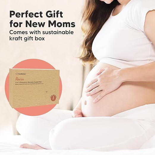 KeaBabies 3 in 1 Postpartum Belly Support Recovery Wrap – 2-Pack Postpartum Belly Band, After Birth Brace, Slimming Girdles, Waist Shapewear, Post Surgery Pregnancy Support Band (Black/Ivory, M/L)