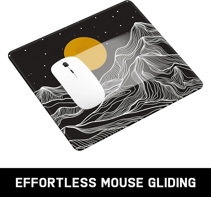 Mouse Pad, Minimalism Marble Style Computer Pad, Anti-Slip Rubber Mouse Mat with Stitched Edges for Gaming, Office, Laptop, PC, Women, 9" x 8" Thick 3 mm, Mountains