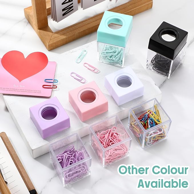 Outus 4 Pieces Magnetic Paper Clip Dispenser Holder for Desk,White | Magnetic Paperclip Holder Dispenser Desktop Organizer for Clips Pins Office School Desk Storage