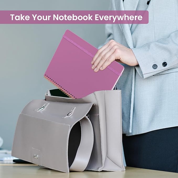 Taja Large Spiral Lined Notebook for Work, A4 Journal for Women & Men | Purple 8.5" x 11" Notebooks for Note taking, Writing & Journaling, College Ruled Pages, Plastic Cover, 6Pack