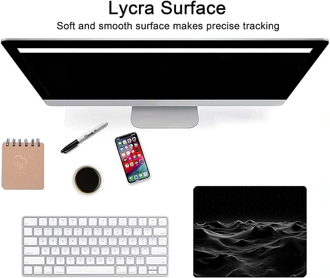 Black 3D Topographic Contour Unique Design Mouse Pad,Gaming Mouse Pads for Desk, Keyboard Mouse Mat Mousepad with Non-Slip Base for Home Office Work Laptop Wireless Mouse Computer Desk Accessories